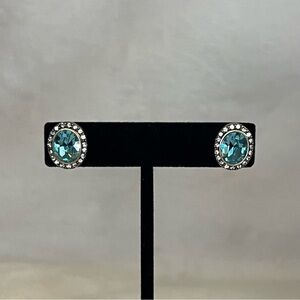 Heidi Daus Blue Oval Crystal Earrings
